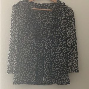 INC polka dots black and grey top.